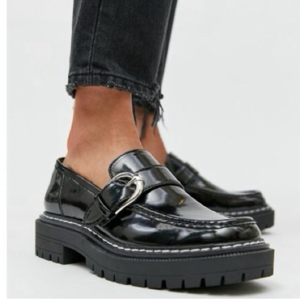 Sam Edelman Circus Everly Black Patent Platform Chunky Lug Loafers Women’s 8.5 - Picture 1 of 14